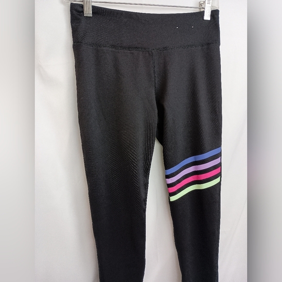 FILA Black and Pink Athletic Striped Sporty Athleisure Leggings Size M - Picture 3 of 5